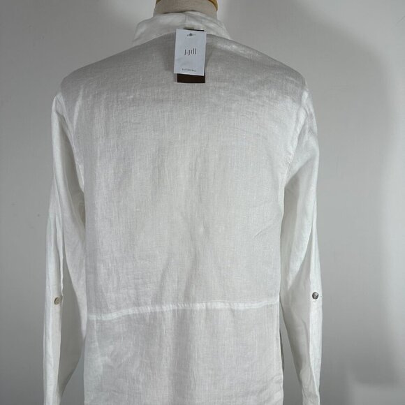 NWT J.Jill Love Linen White 1/2 Button Popover Tunic Top Shirt Size S Linen - Picture 10 of 16